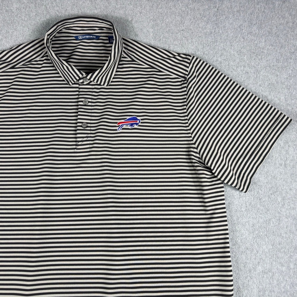 Buffalo Bills Shirt Mens XL Striped Cutter Buck Golf NFL Football NFC New York